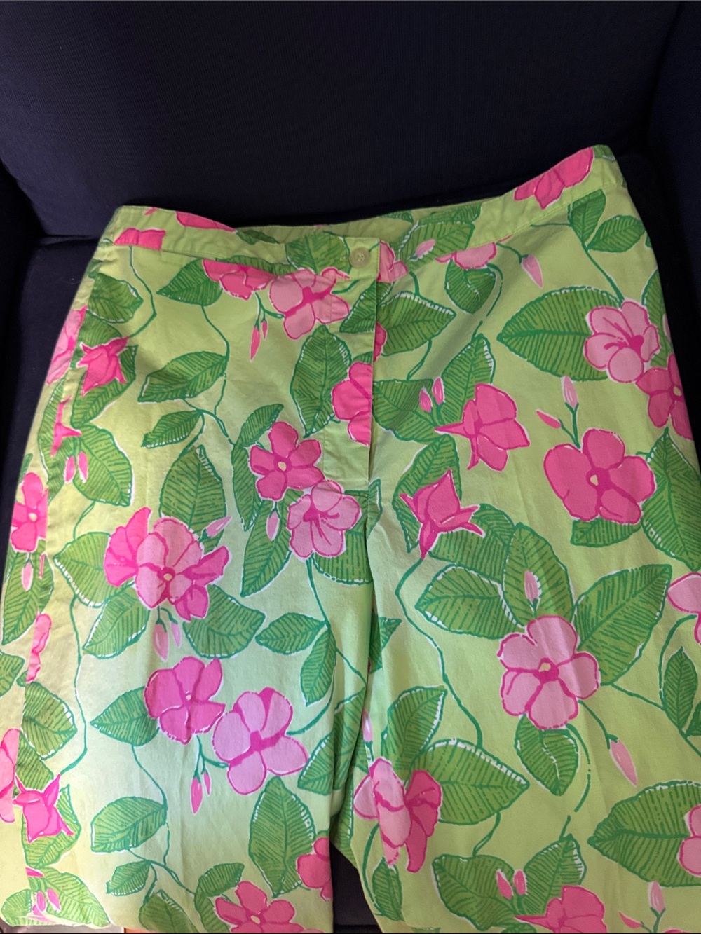 Women’s Lilly Pulitzer Floral Print Pink & Green Ankle Pants size 10